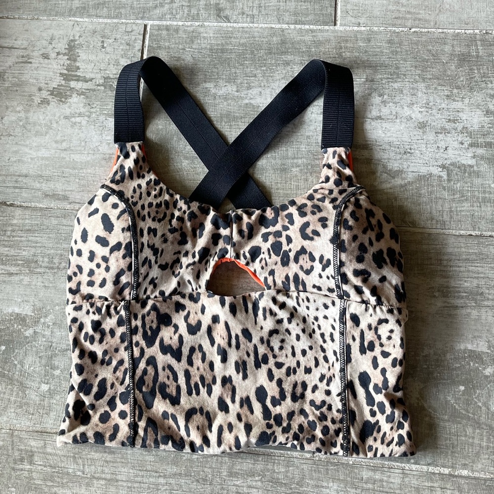 Blue life cheetah/leopard workout crop top
